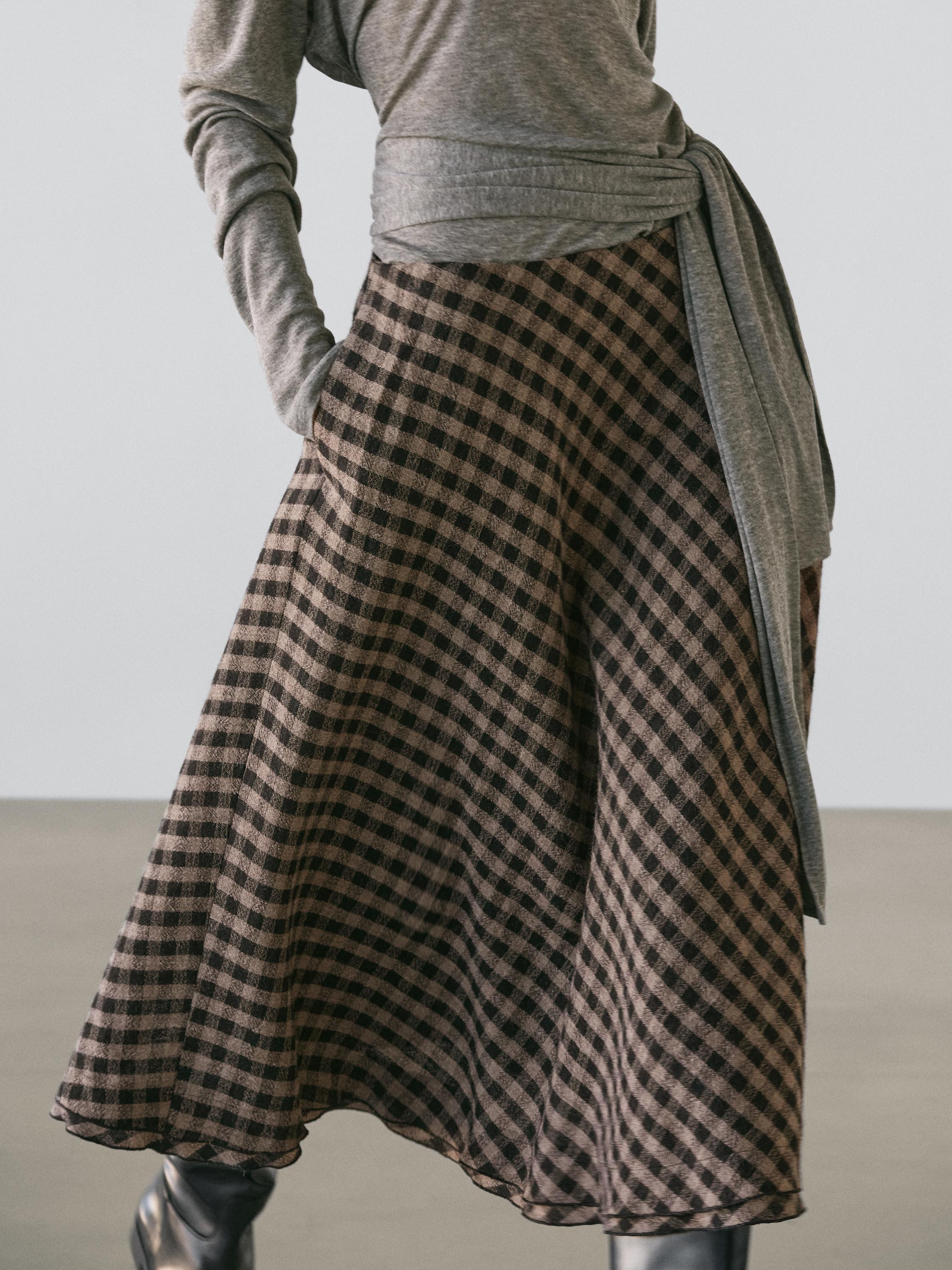 Flared with check detailing | Massimo Dutti US