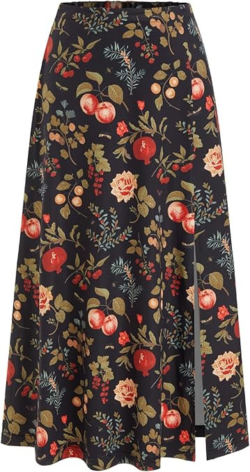 CIDER Womens Long Skirts Floral Elastic High Waisted Split Hem A Line Flowy Skirt Summer Outfits | Amazon (US)