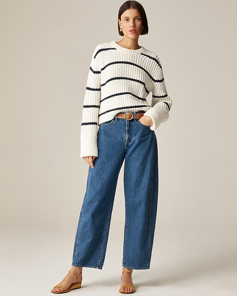 Heritage cotton fisherman crewneck sweater in stripe | J. Crew US