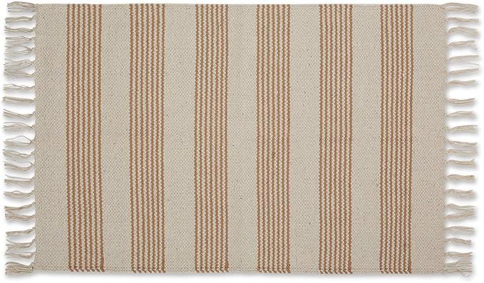 DII Woven Rugs Collection Hand-Loomed with Fringe, 2x3', Stone Ticking Stripe | Amazon (US)