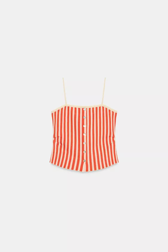 KNIT BUTTON-UP TOP | Zara AU
