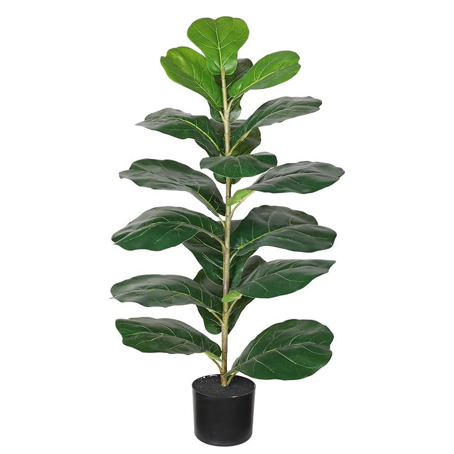 3ft Artificial Fiddle Leaf Fig Tree Plant, Fake Ficus Lyrata in Pot,Ficus Faux Plant Artificial T... | Amazon (US)