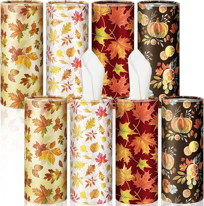 Pasimy 8 Pack Fall Tissues for Car Tissues Cylinder Bulk Autumn Pumpkin Facial Tissue Paper Tube ... | Amazon (US)