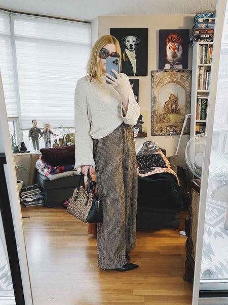 I bought these trousers from a consignment shop and just did a really quick home hemming job on them. If I set them aside to go to a tailor then they’ll will never get done. I’ll just keep putting it off 🤷‍♀️ I think having a level of basic sewing skills is so important which is one reason why I got my youngest a sewing machine for Christmas. That, and she is waaaay more crafty than I am.
Trousers - Raey secondhand
Purse - Ferragamo secondhand
Coat and sunglasses - vintage
•
.  #winterLook  #StyleOver40  #kittenHeel  #basics  #oversized  #secondhandFind #thriftFinds #FashionOver40  #MumStyle #genX #genXStyle #genXInfluencer #kittenHeels #thriftFind #WhoWhatWearing #genXblogger #secondhandDesigner #Over40Style #40PlusStyle #Stylish40s #styleTip  #H



#LTKstyletip #LTKSeasonal #LTKFind