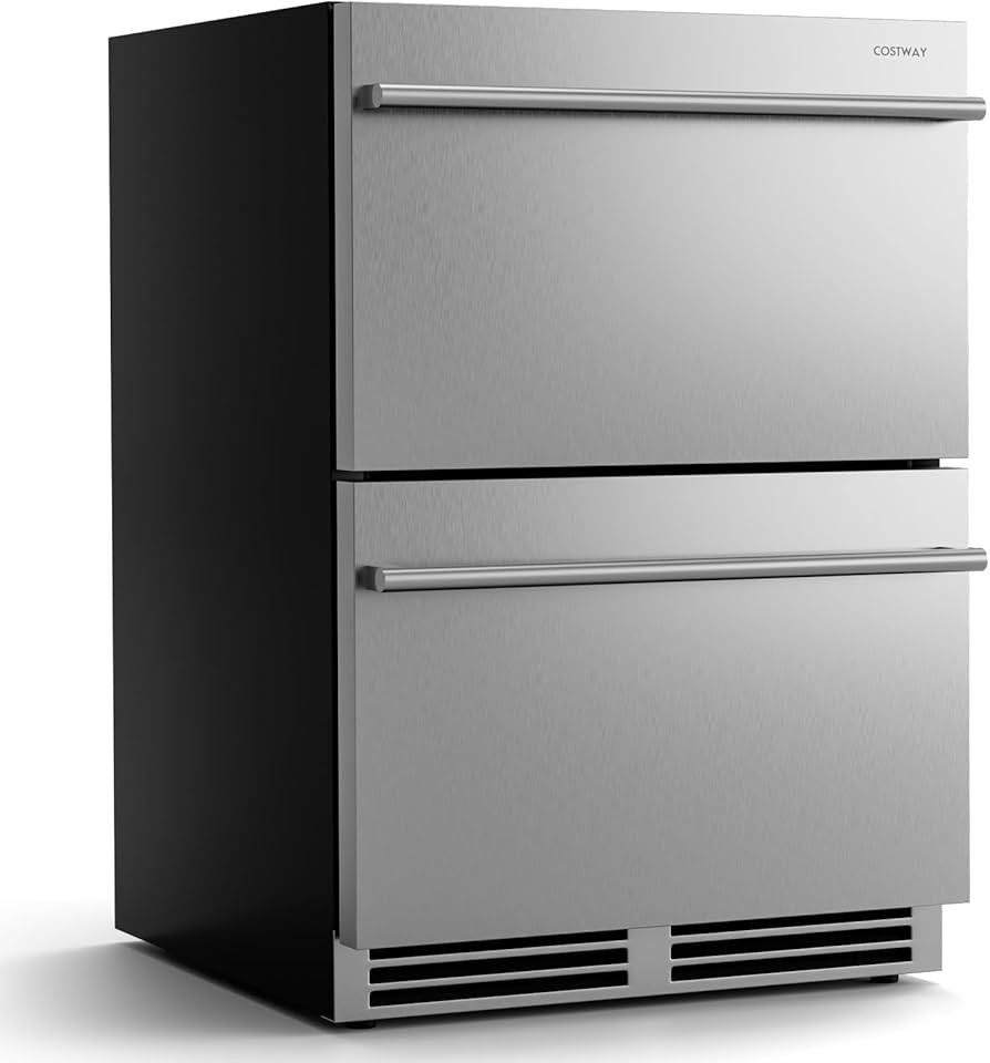 COSTWAY 24 Inch Dual Drawer Beverage Refrigerator, Built-in and Freestanding Beverage Fridge with... | Amazon (US)
