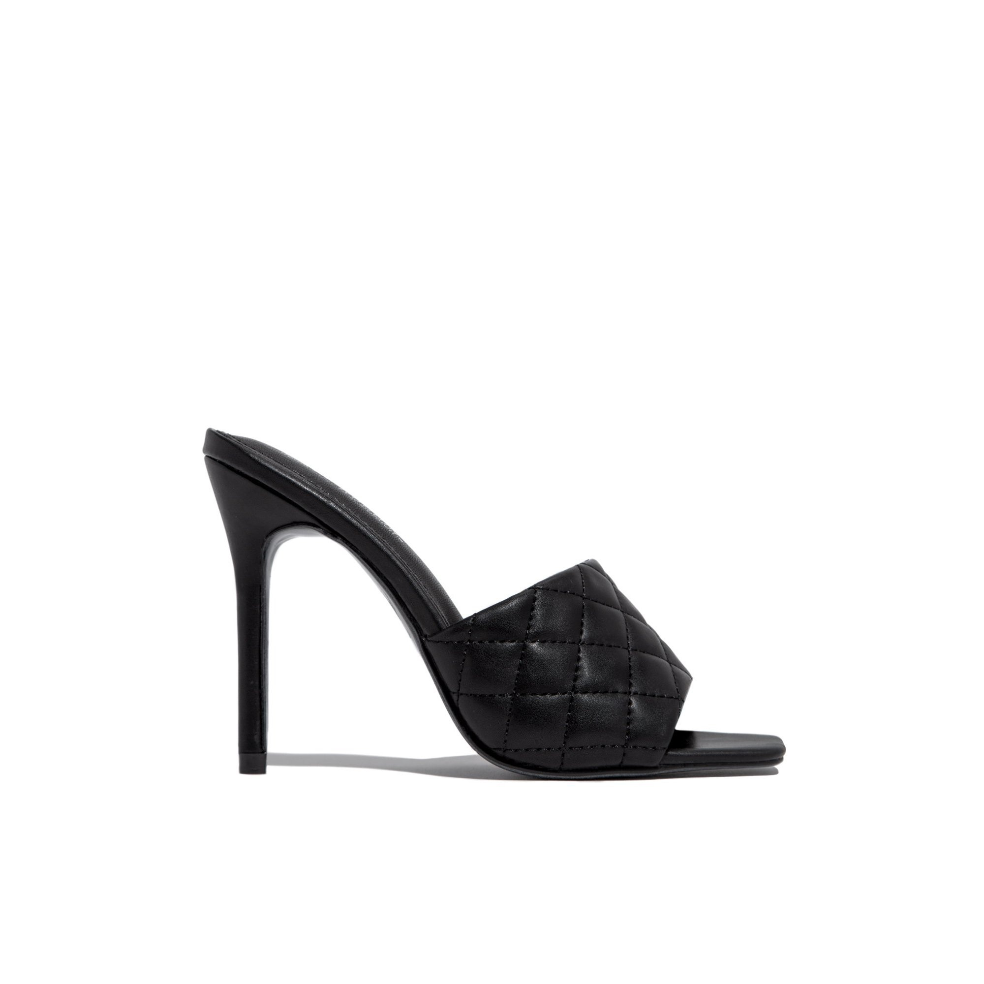 CAPE ROBBIN WOMEN'S STITCH SQUARE STILETTO HEEL SANDAL BLACK MULE (8, BLACK) | Walmart (US)