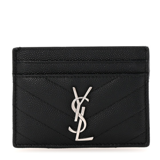 Grain De Poudre Matelasse Chevron Monogram Credit Card Case Black | FASHIONPHILE (US)