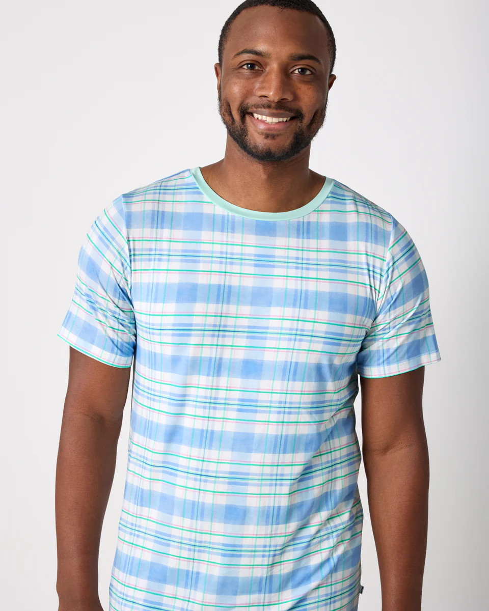 Springtime Plaid Men's Short Sleeve Pajama Top | Little Sleepies