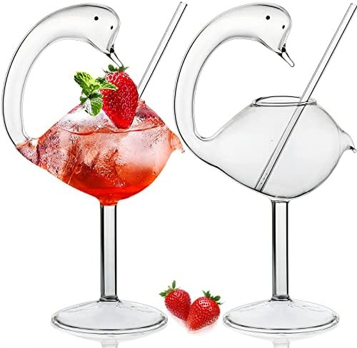 Swan Cocktail Glasses 6 oz Creative Drinking Glasses Unique Wine Glasses Set of 2 Margarita Glass... | Amazon (US)