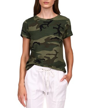 The Perfect Knit Crew Neck Short Sleeve Camouflage Printed Tee Shirt | Dillard's