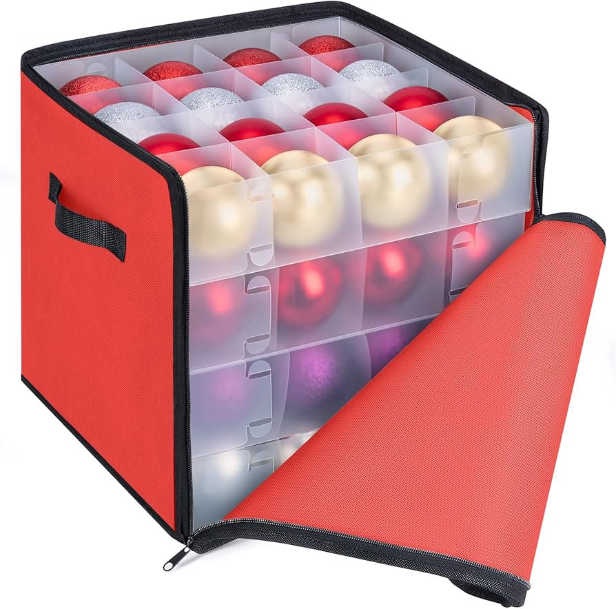 BALEINE Christmas Ornament Storage Box with Dividers, Premium Holiday Ornaments Storage Container... | Amazon (US)