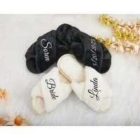 Personalized Slippers With Name, Bridal Mrs Wedding Slippers, Custom Fluffy Slippers, Bridal Slippers, Bridesmaid Shower Gifts | Etsy (US)