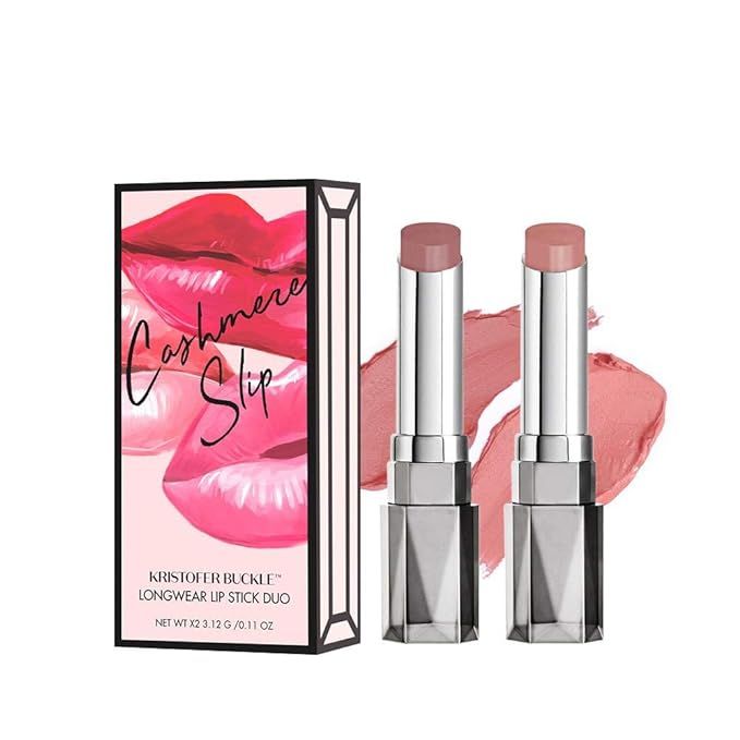 KRISTOFER BUCKLE Cashmere Slip® Longwear Lipstick Duo, 0.11 oz. (each) | Creamy, Richly Pigmente... | Amazon (US)