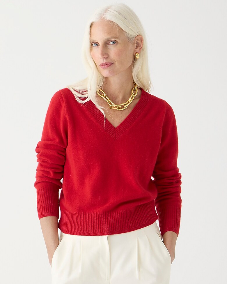 Cashmere shrunken V-neck sweater | J. Crew US