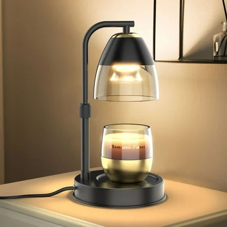 Candle Warmer Lamp with Timer Dimmer and Height Adjustable Electric Candle Lamp Warmer for Jar Scented Candles with 2 Bulbs for House Warming Decor Vintage, Black | Walmart (US)