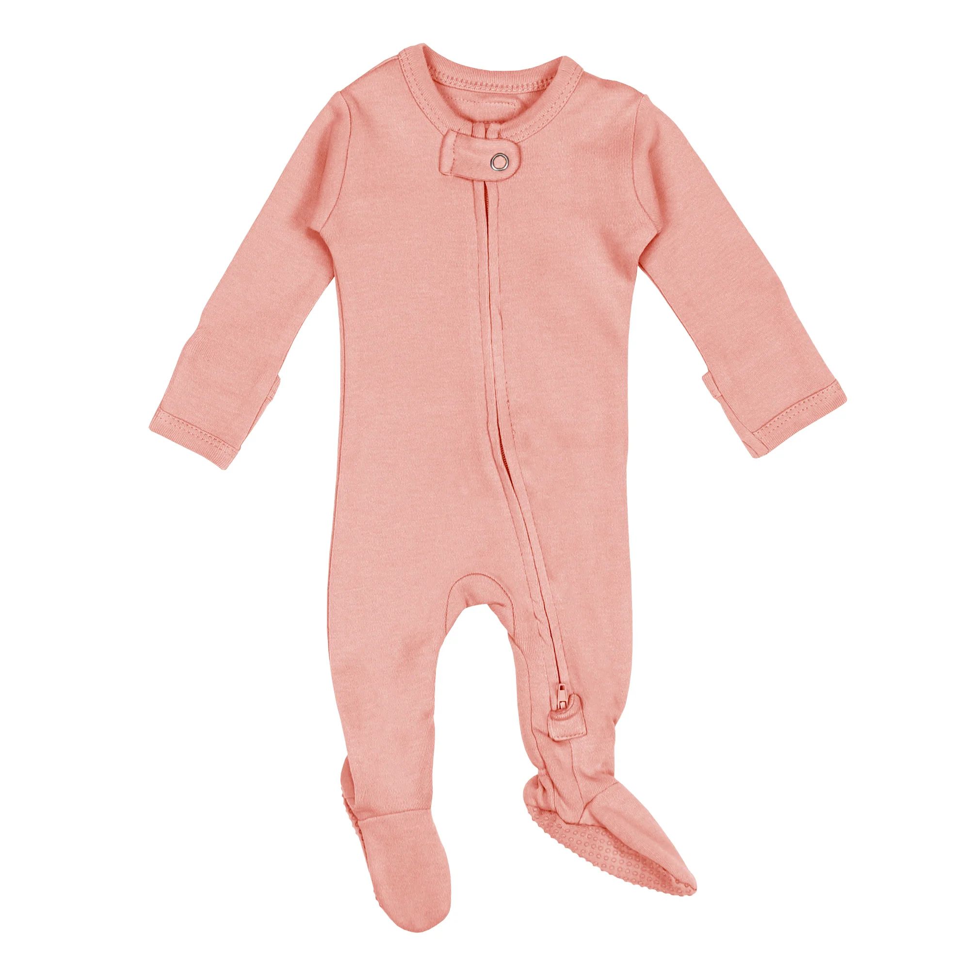 Organic Zipper Footie in Coral | L'ovedbaby