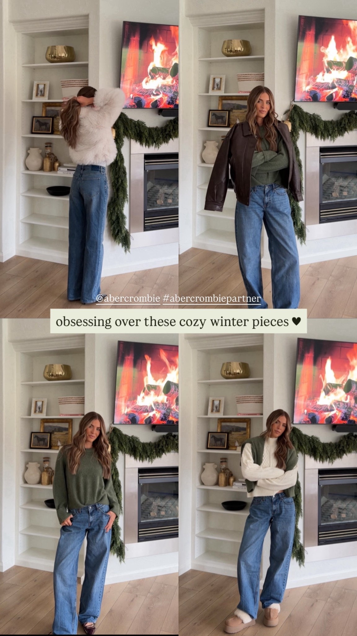#abercrombiepartner @abercrombie winter outfits 👖wearing smalls in both jackets, small in cami, medium in sweaters, 26L in jeans 

#LTKGiftGuide #LTKCyberWeek #LTKHoliday