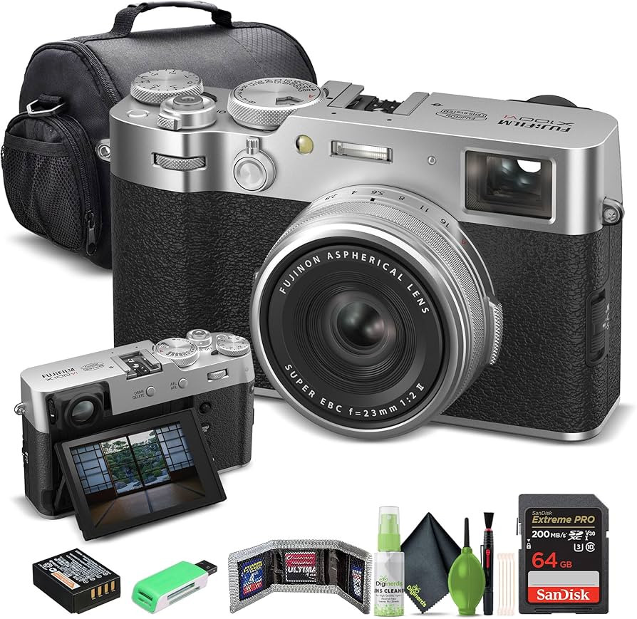 FUJIFILM X100VI Digital Camera (Silver) (16821822) + 64GB Card + Card Reader + Carrying Case + Me... | Amazon (US)