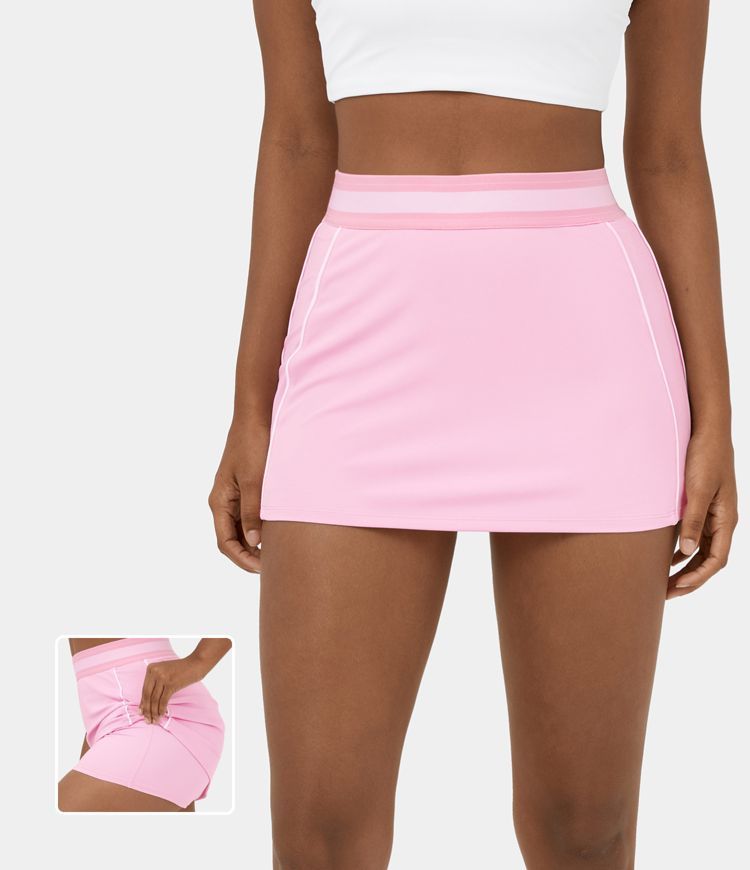 Softlyzero™ Airy High Waisted 2-in-1 Bodycon Color Block Micro Mini Cool Touch Tennis Skirt | HALARA