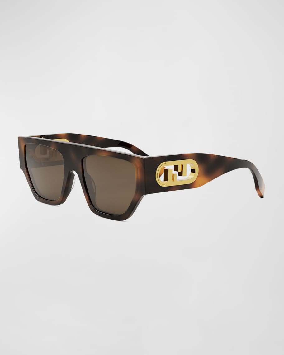 Fendi O'Lock Flat-Top Nylon Square Sunglasses | Neiman Marcus