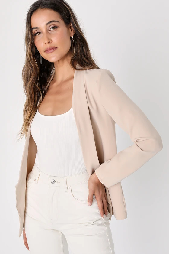 Miss Punctuality Taupe Lightweight Blazer | Lulus (US)