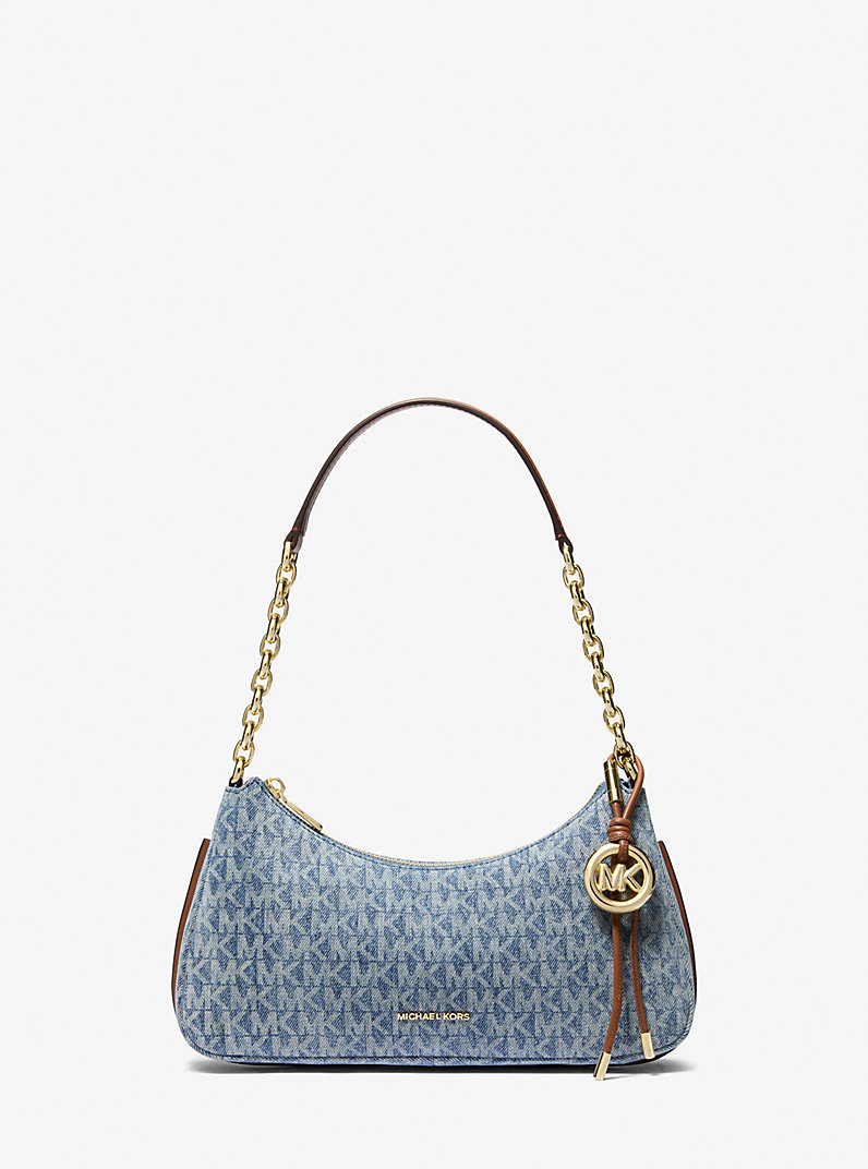 Nolita Medium Signature Logo Print Denim Chain Pochette | Michael Kors US