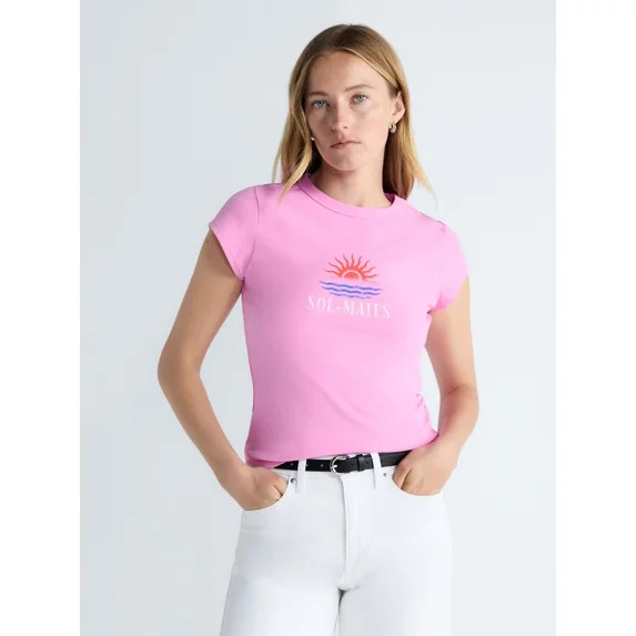 Free Assembly Camiseta de Manga Corta para Mujer y Tallas Grandes, Tallas XS-4X | Walmart (US)