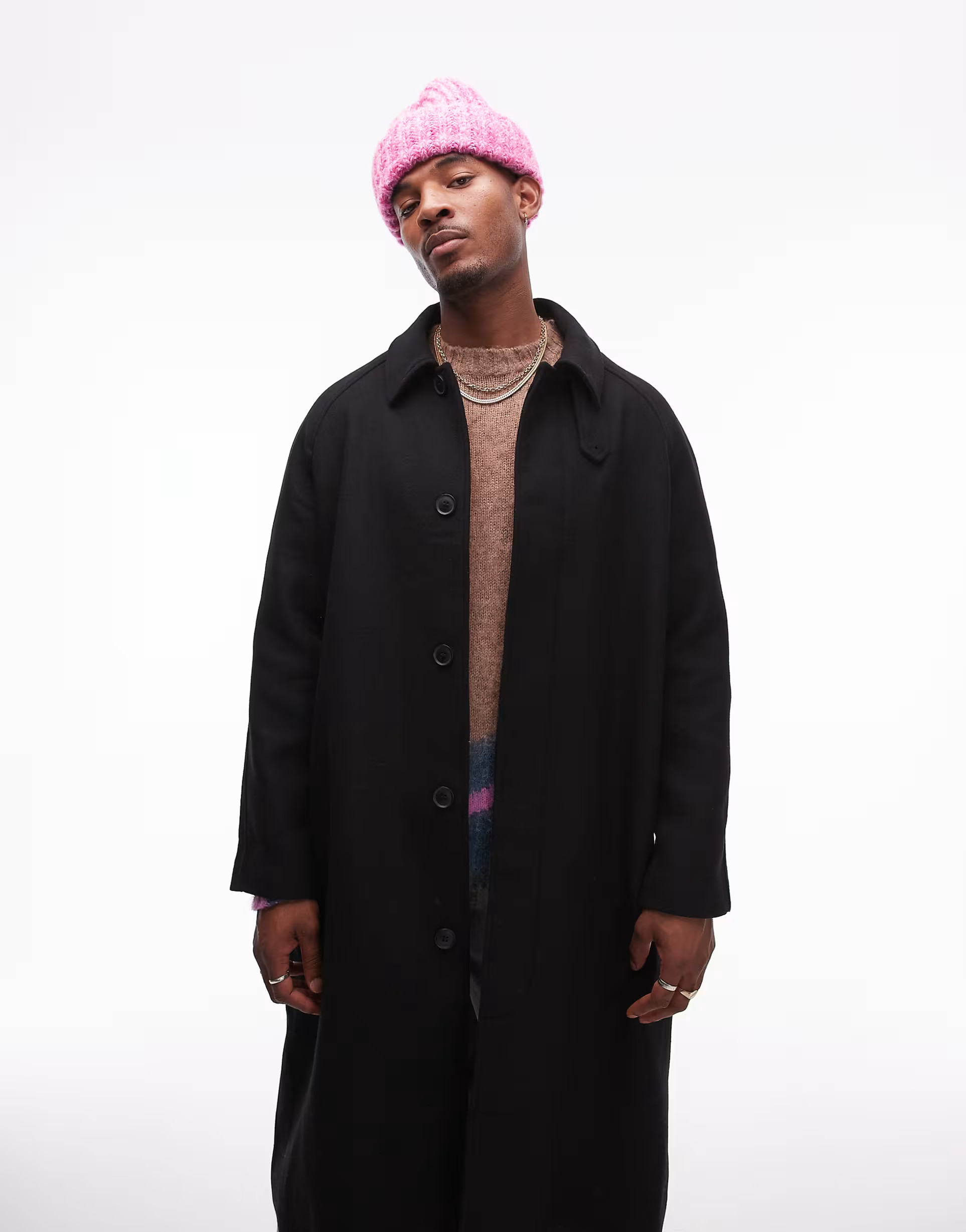 Topman car coat with wool in black | ASOS (Global)
