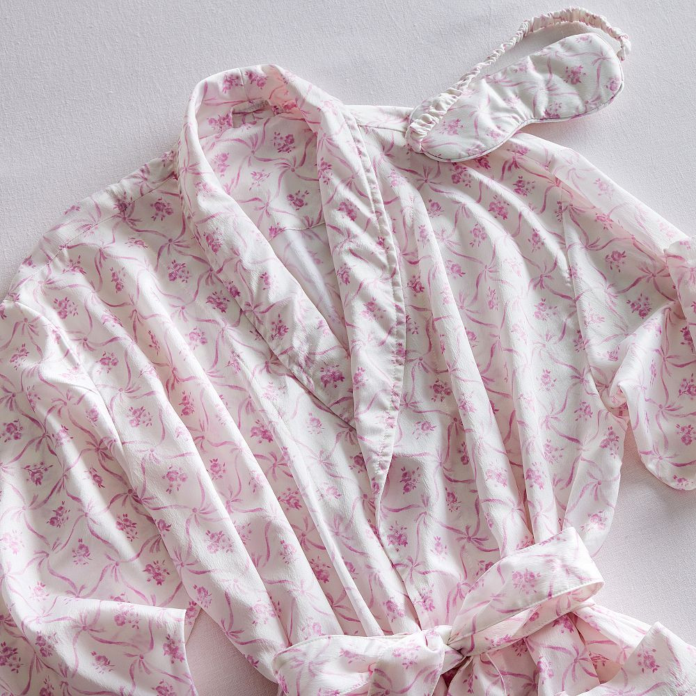 LoveShackFancy Floral Trellis Silky Robe & Floral Trellis Eye Mask Set | Pottery Barn Teen