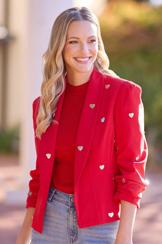 Silver Stud Heart Blazer | Cato Fashions