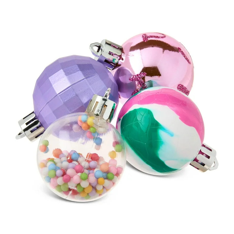 Pink/Purple/White Mini Christmas Ornaments, 24 Count, by Holiday Time | Walmart (US)