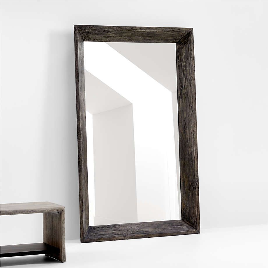 Solomon Whitewashed Wood Floor Mirror + Reviews | Crate & Barrel | Crate & Barrel