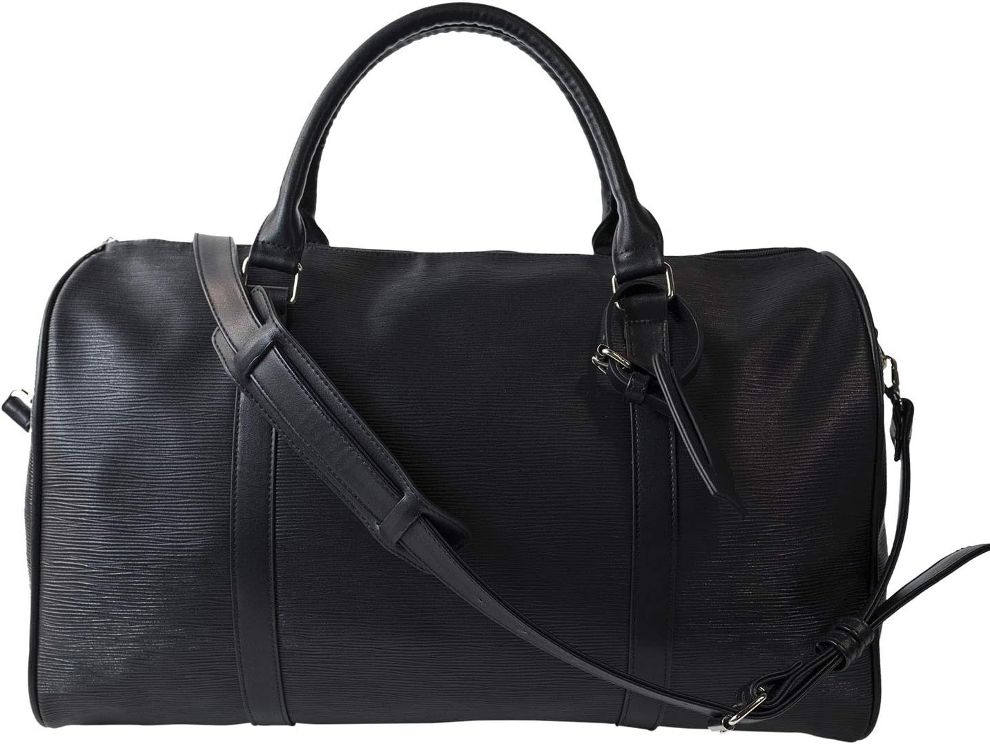 Weekender Duffle Bag Carry Travel Shoulder Tote Vegan Leather Unisex Luggage Sleeve Duffel (Black... | Amazon (US)