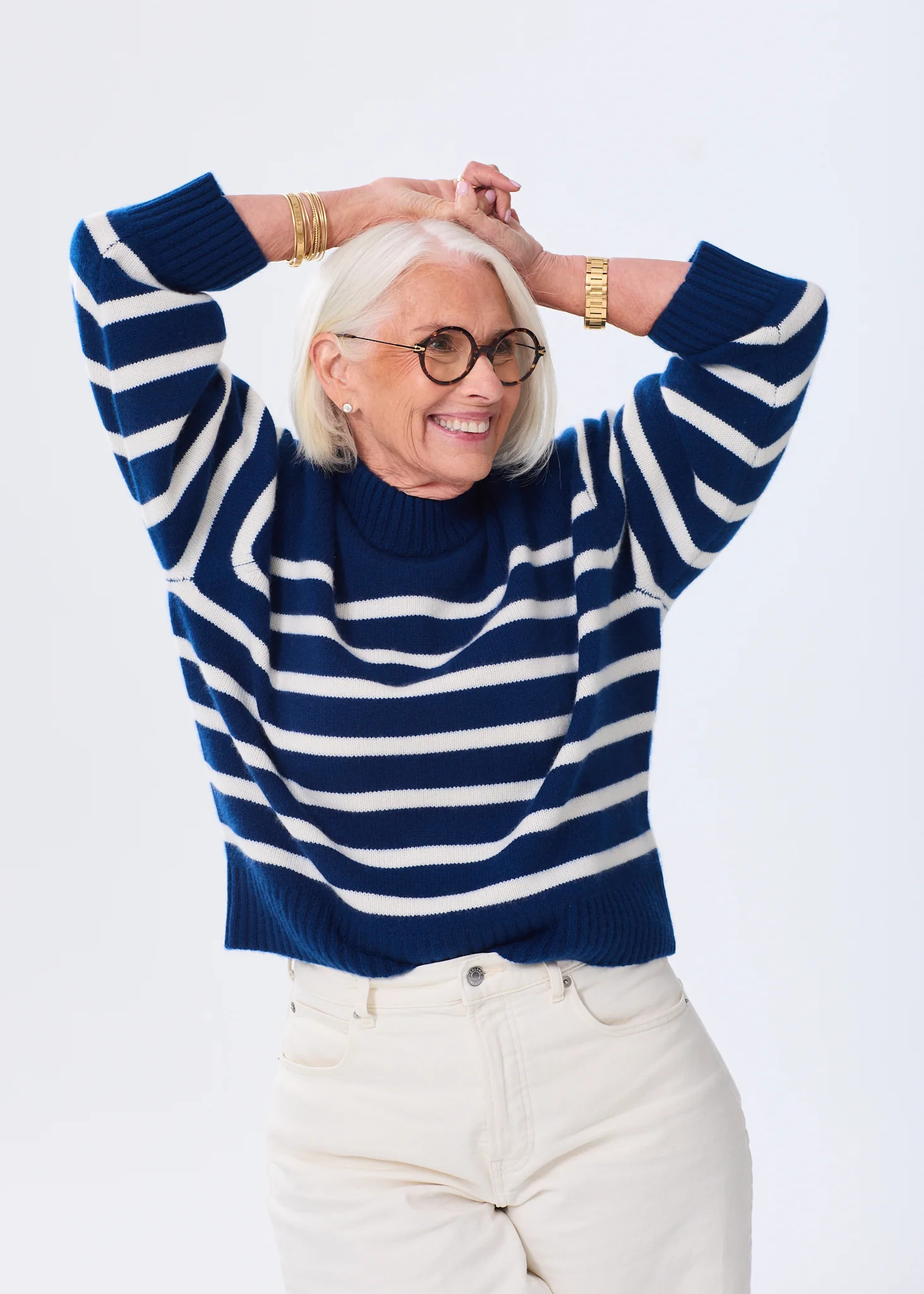 The Cashmere Crewneck - Striped | Alice Walk