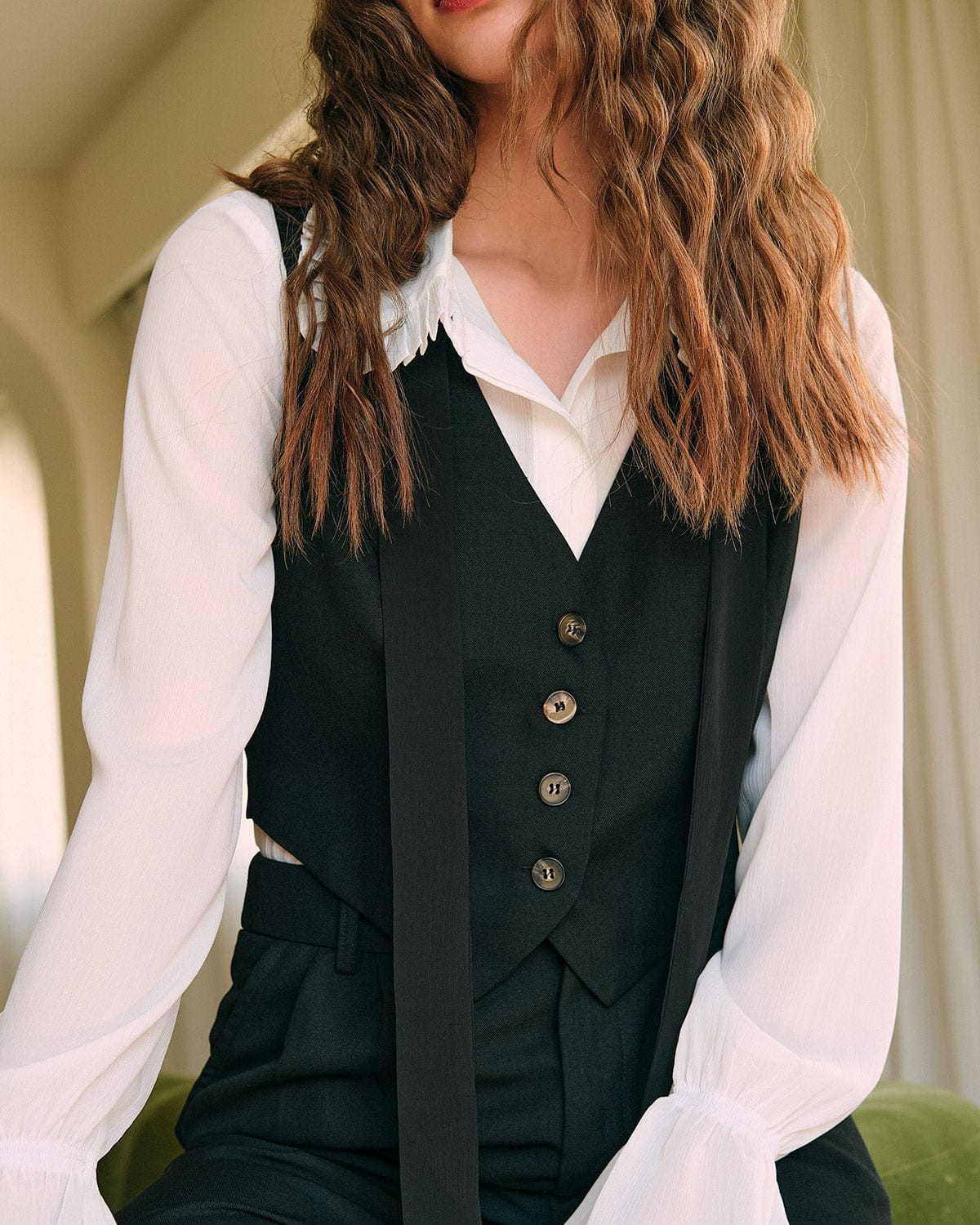 The Solid Color V Neck Vest & Reviews - Khaki - Tops | RIHOAS | rihoas.com