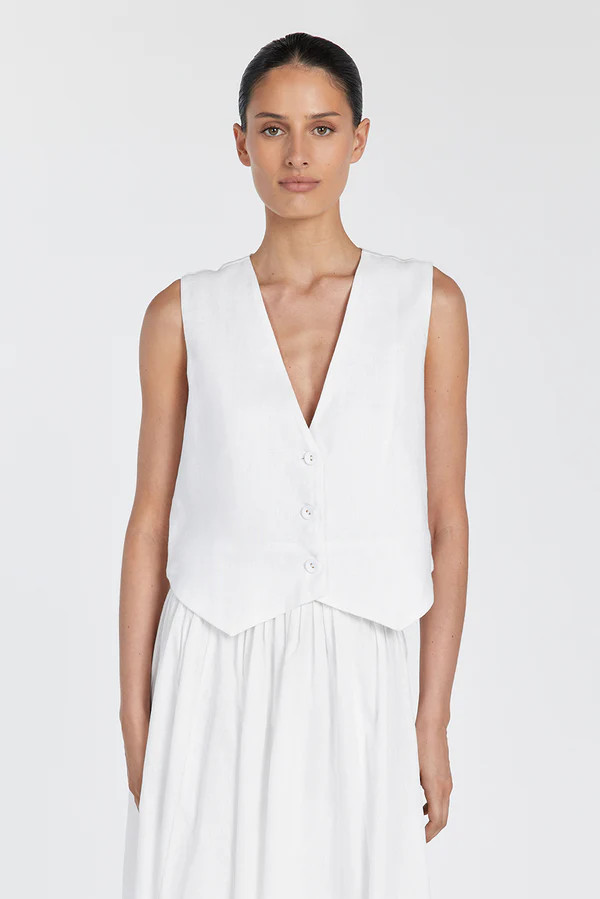 BANKS WHITE LINEN VEST | DISSH