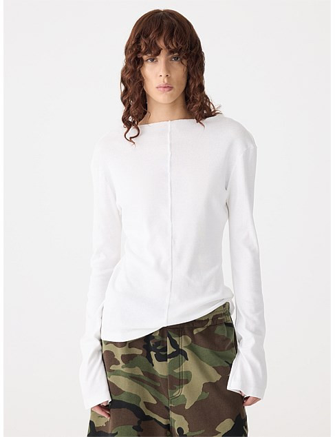 Front Seam Rib Long Sleeve T-Shirt | David Jones (Australia & New Zealand)