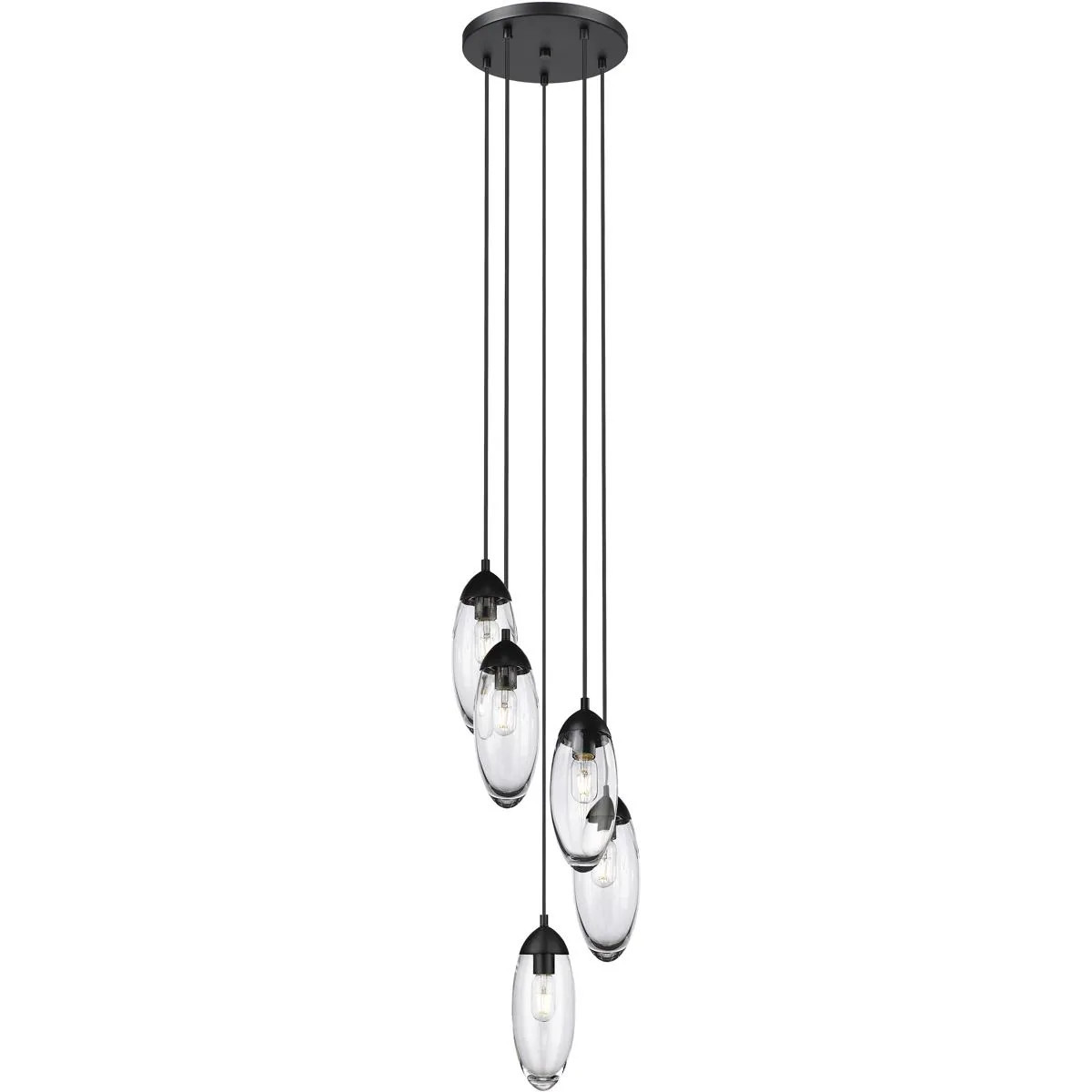 Z-Lite Arden 5 Light 12 inch Matte Black Chandelier Ceiling Light one_size | 651P-5R-MB | Lowe's