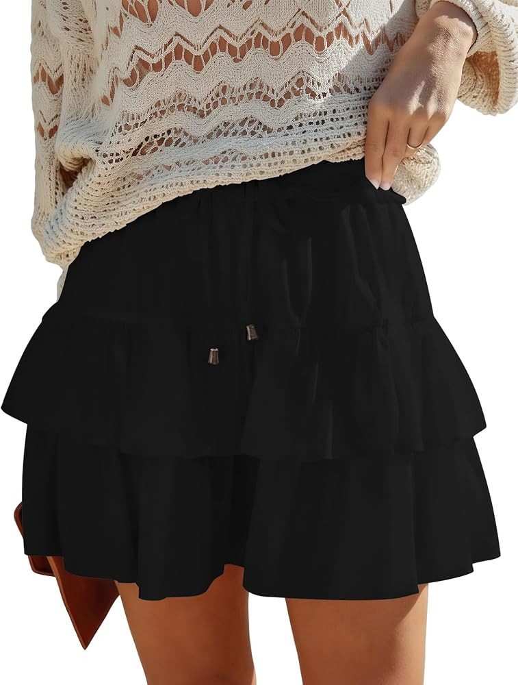 LOMON Flowy Skorts for Women Boho Ruffled Casual High Waist Mini Skirts Tennis Golf Shorts Tiered... | Amazon (US)