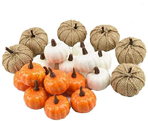 KKS Autumn Decorations 22 Pcs Artificial Pumpkins Set Assorted Faux Harvest Pumpkins for Halloween Fall Wedding Thanksgiving Seasonal Holiday Pumpkin Ornament(Multi) | Amazon (UK)