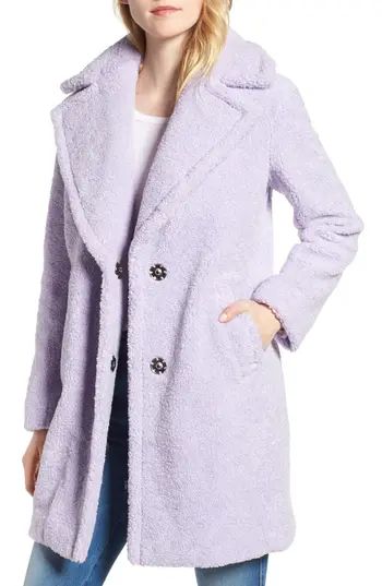 Women's Kensie Faux Fur Teddy Bear Coat, Size X-Small - Purple | Nordstrom