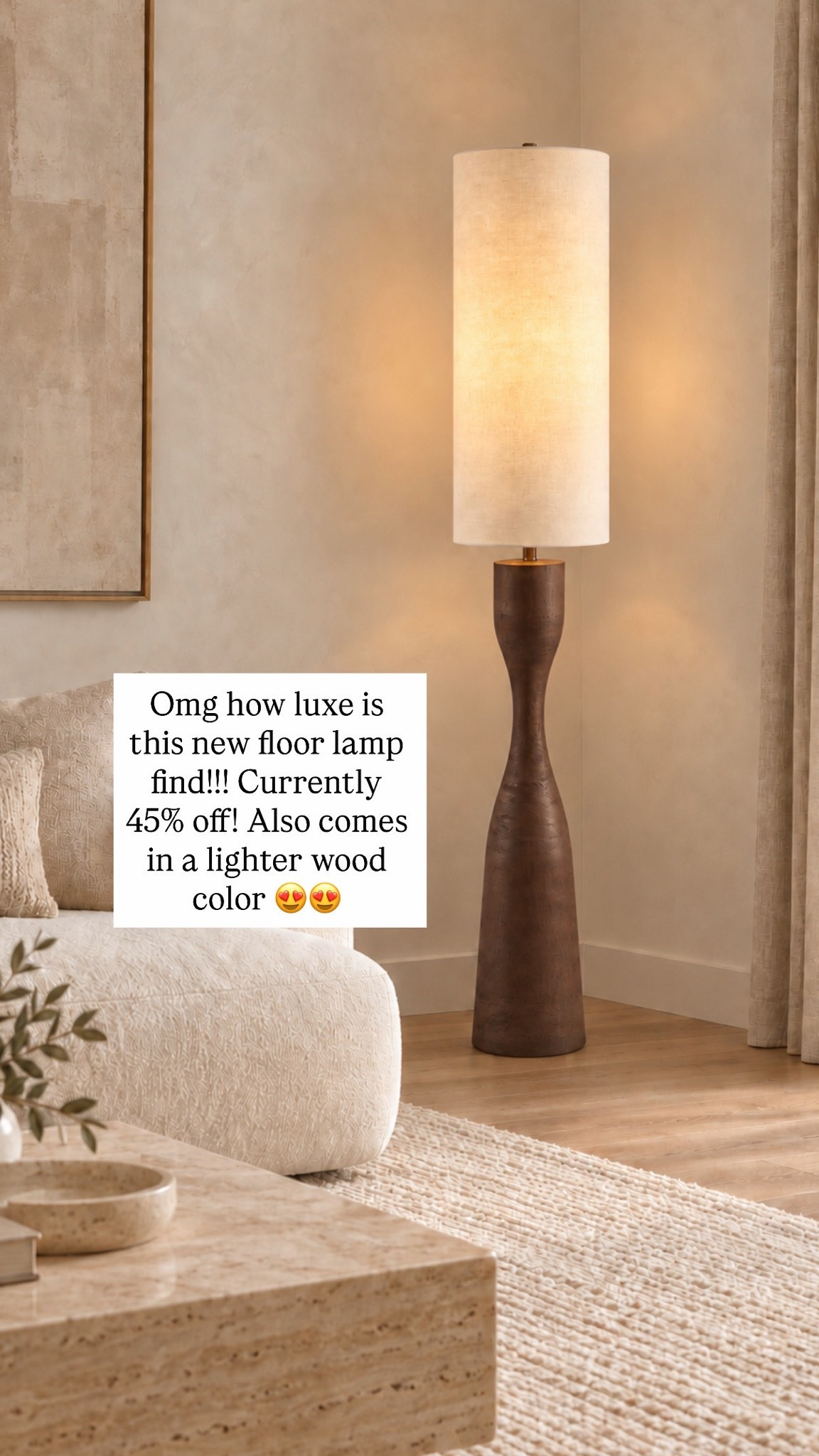 Omg how luxe is this new floor lamp find!!! Currently 45% off! Also comes in a lighter wood color 😍😍