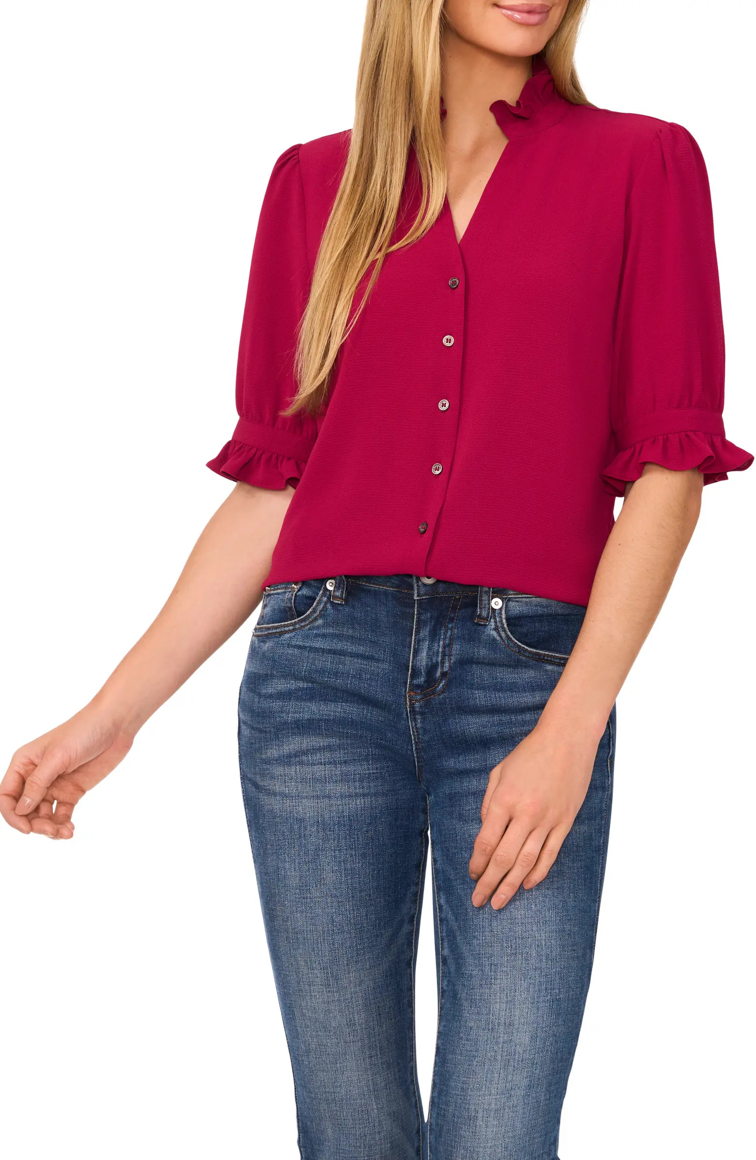 V-Neck Button-Up Shirt | Nordstrom