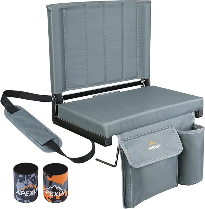 APEXUP Stadium Seats with Back Support, Portable Bleacher Seat with Large Pocket and Cup Holder, ... | Amazon (US)