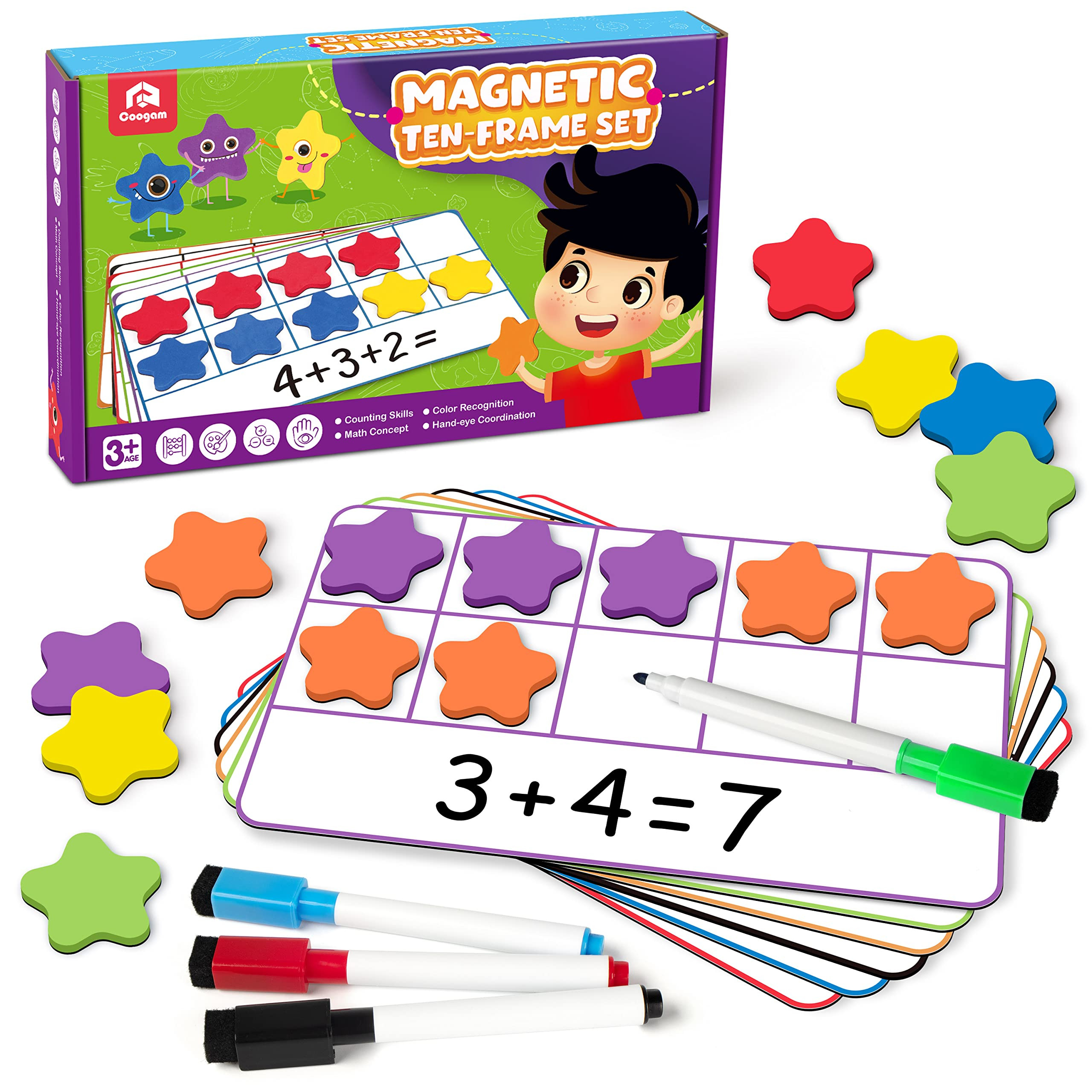 Coogam Magnetic Ten-Frame Set, Math Manipulative EVA Number Counting Games, Montessori Educationa... | Amazon (US)