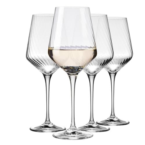 Krosno Wine Glasses with Textured Optic Effect, Set of 4, 4 x 15,21 Fl.OZ, Avant-Garde Lumi Collection, Durable Crystalline Glass, Unique Design, Dishwasher Safe, Made in Europe | Amazon (US)