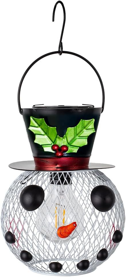 Viveta Snowman Solar Lantern, Metal Outdoor Hanging Solar Lanterns , Christmas Decoration for Gar... | Amazon (US)
