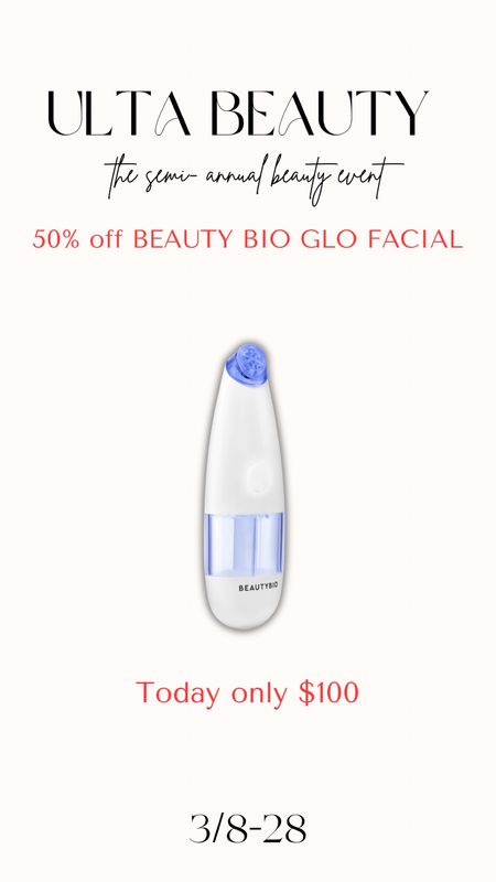 Shop the beauty bio glo facial on sale at ULTA only today!! $199 to $100 👏👏👏

#LTKsalealert #LTKfindsunder100 #LTKbeauty