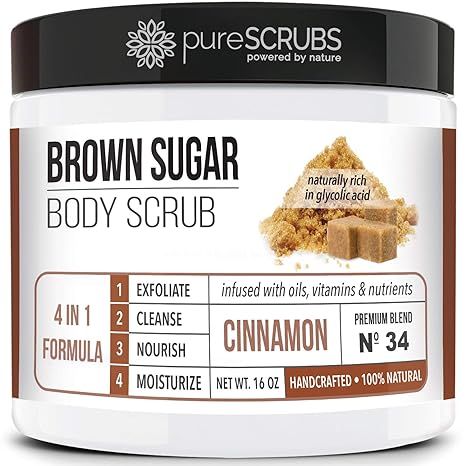 pureSCRUBS Premium Organic Brown Sugar CINNAMON FACE & BODY SCRUB Set - Large 16oz, Infused With ... | Amazon (US)