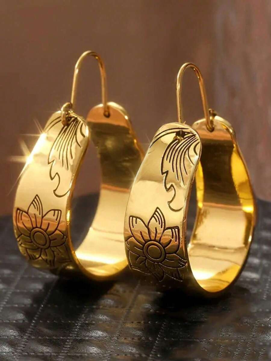 1 Pair Elegant Round Hoop Earrings For Women, Suitable For Wedding, Anniversary, Engagement Party... | SHEIN